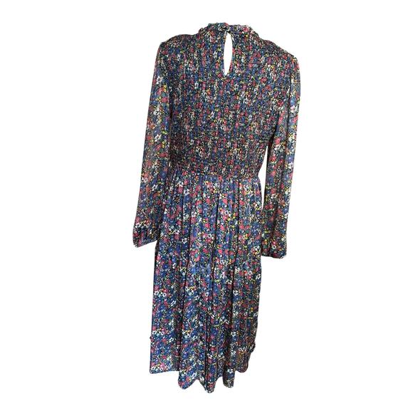 EUC Melloday Long Sleeve Floral Smocked Prairie Midi Dress Size XL GardenParty - Picture 5 of 9